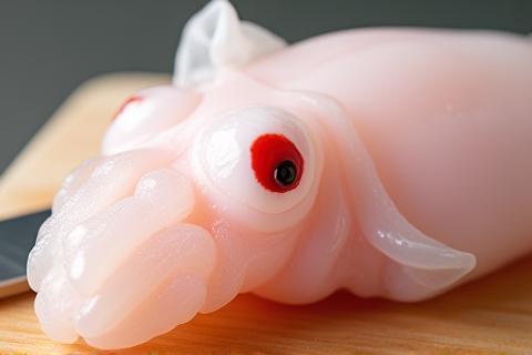 Fresh squid on a cutting board